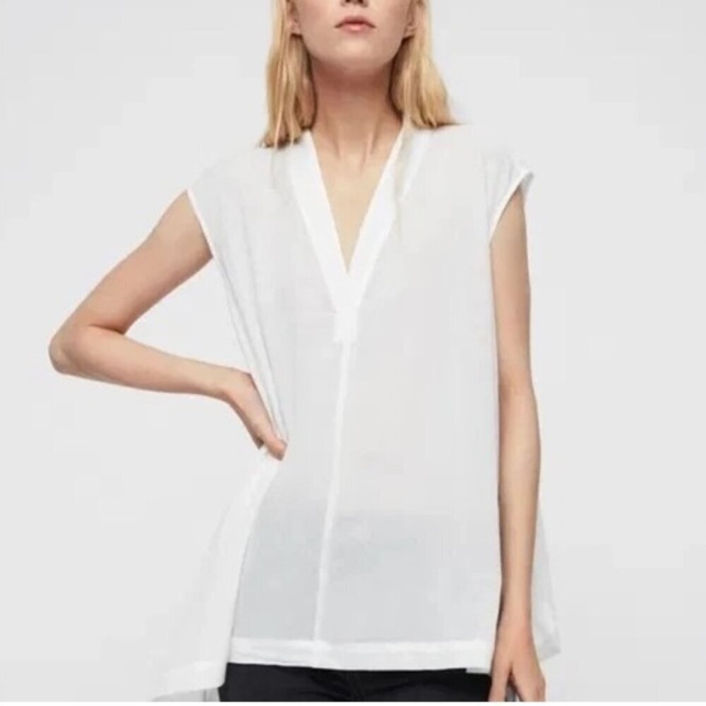 AllSaints Avee White Asymmetrical Hem Sleeveless Top Small - Picture 2 of 8